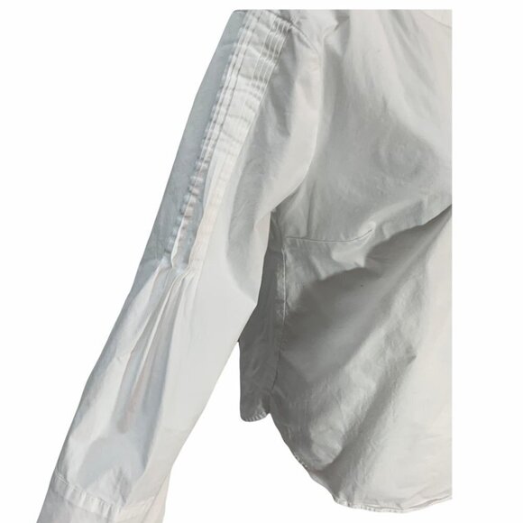 chaus🤍white Cotton Blouse/Top Collarless Split Neck Size S - Picture 5 of 10